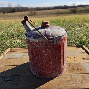 Vintage Red Metal Gas Can, Farmhouse Country CottageCore